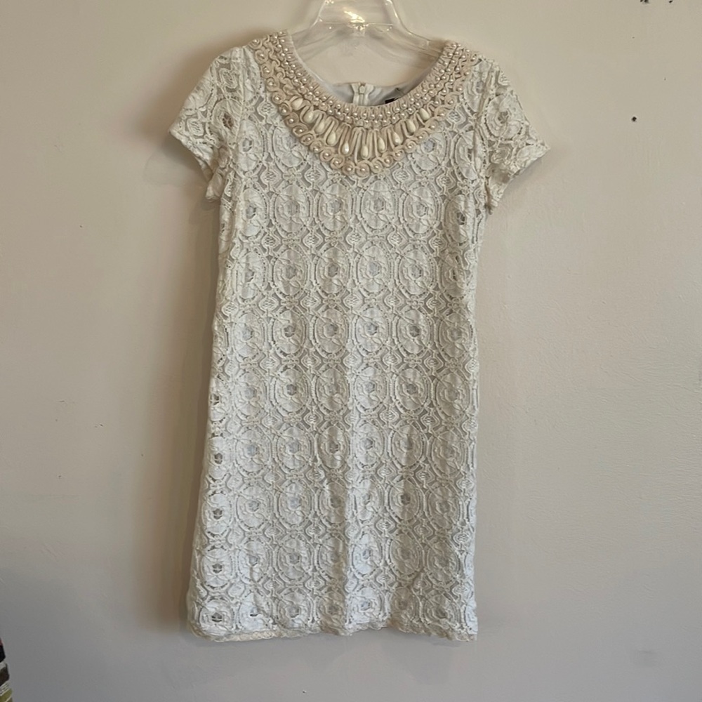 Vintage off white lace dress with beads